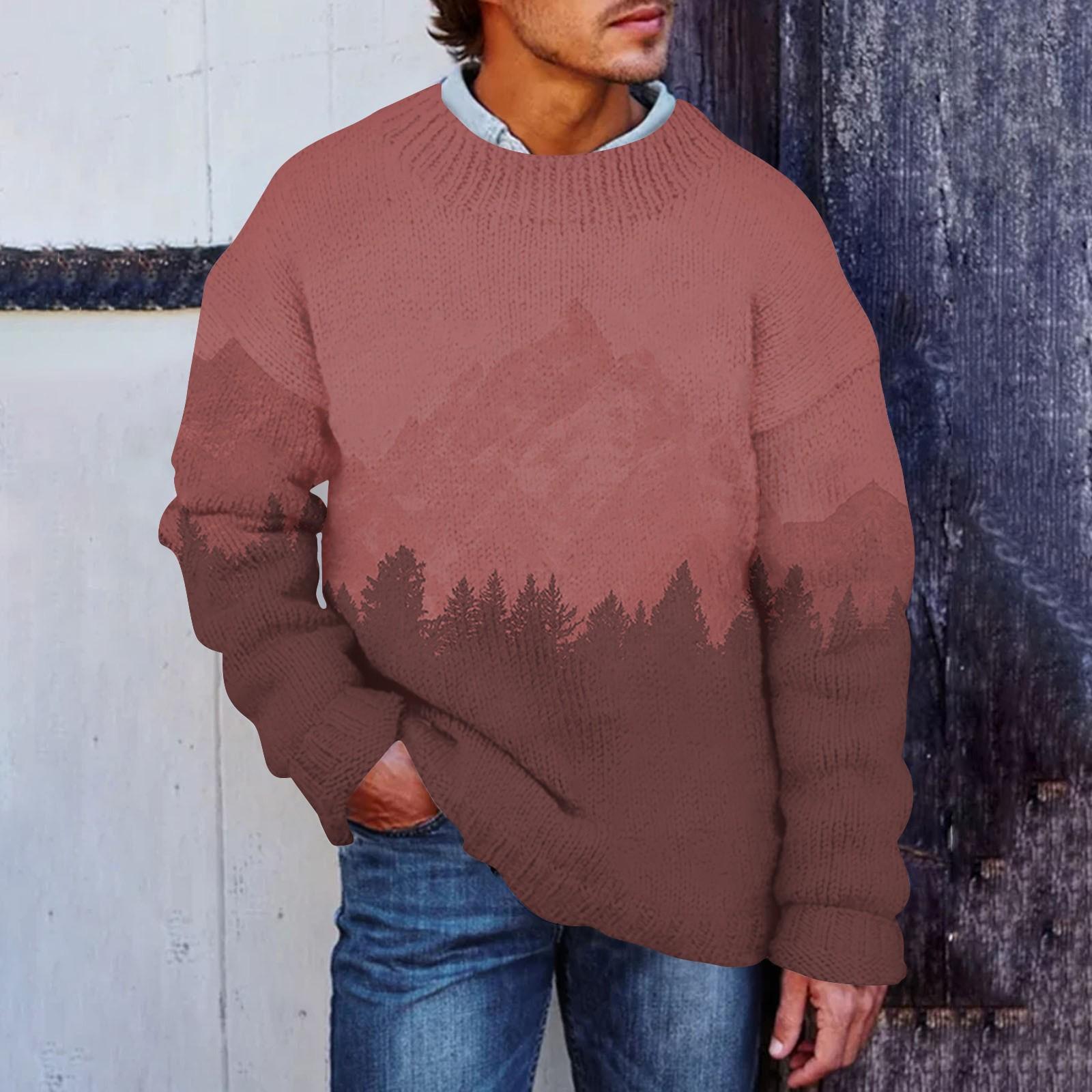 

Мужской принтованный искусственный свитер, толстовка с круглым вырезом, свободный топ с длинными рукавами XL красный