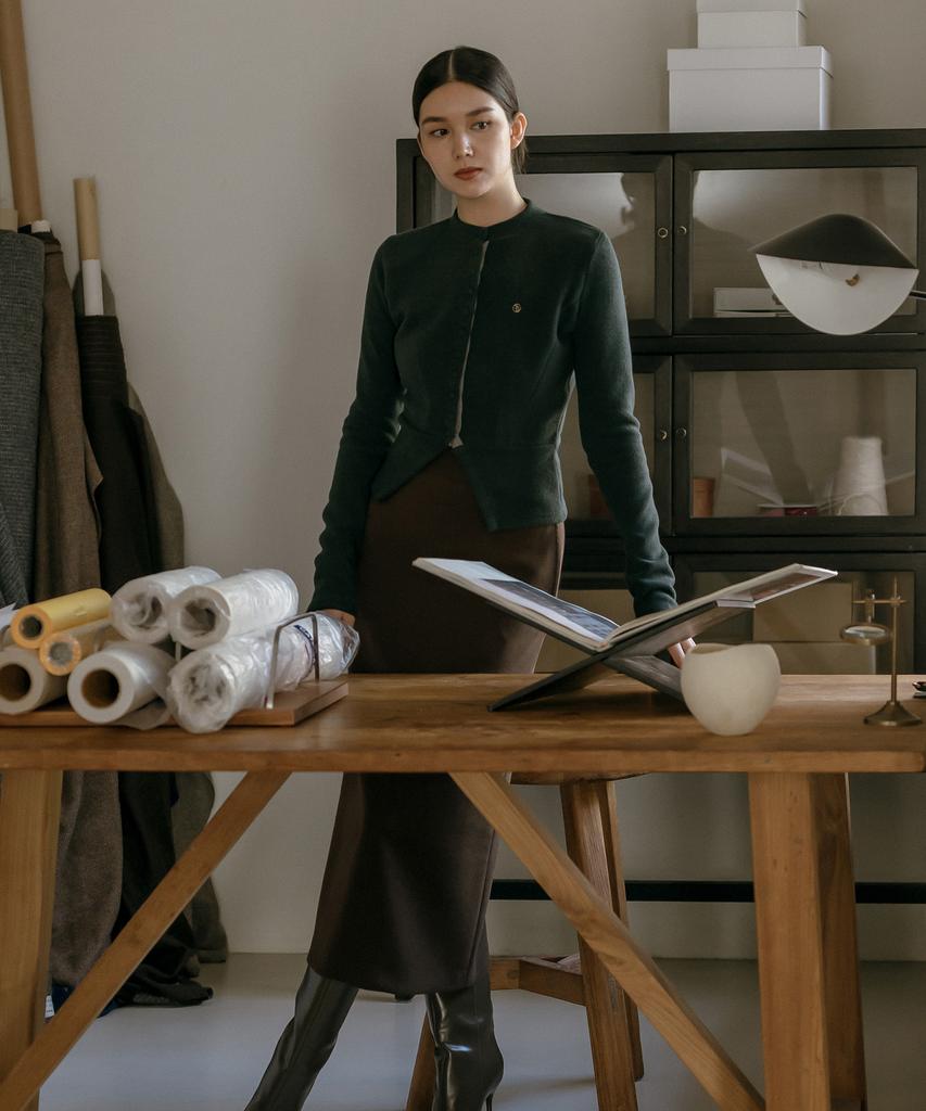 Meibeoyu Novelle Stitch Skirt _ Brown