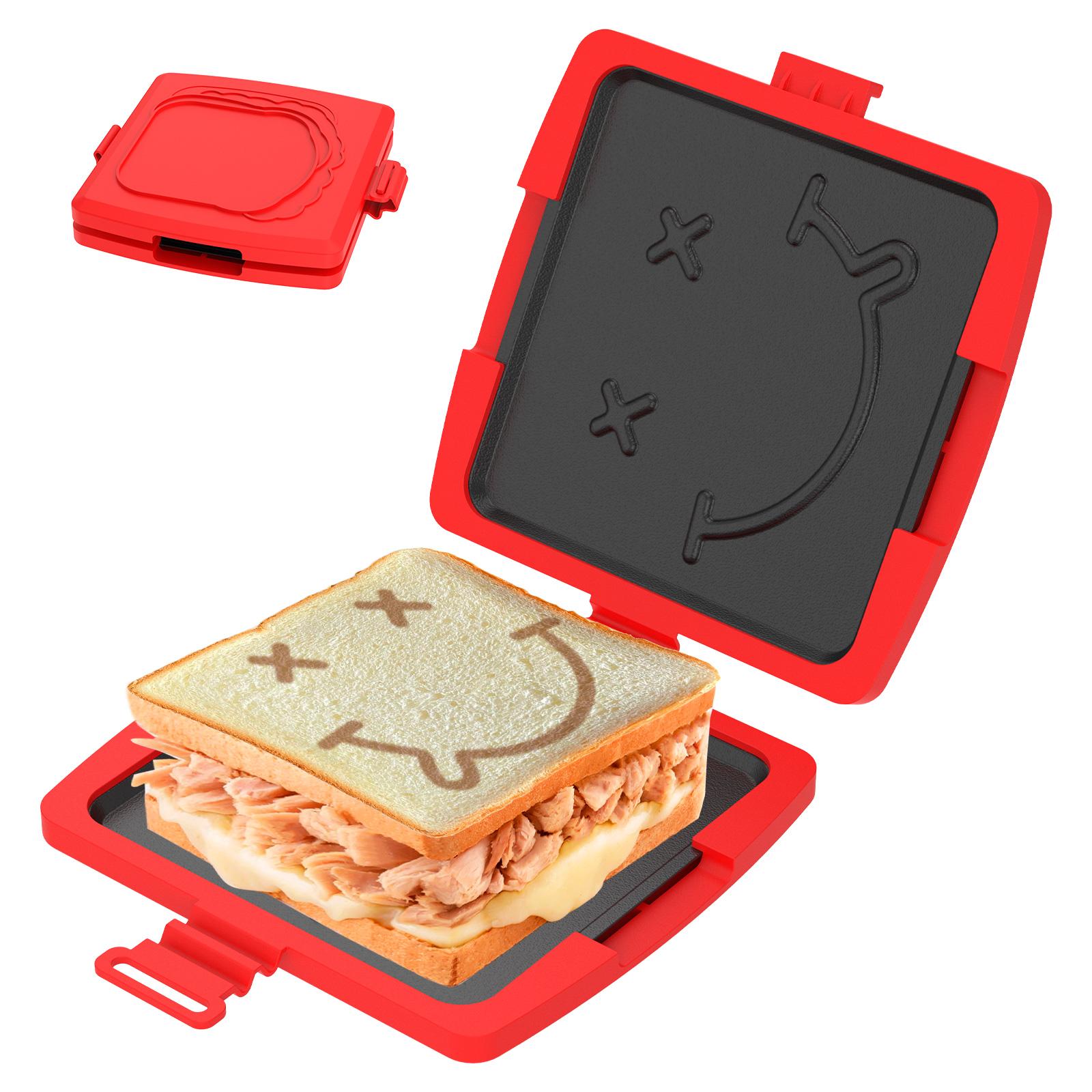 3 Minute Microwave Sandwich Maker with Adjustable Silicone Straps Quick, Even Cooking for Crispy Toast Breakfast Maker красный