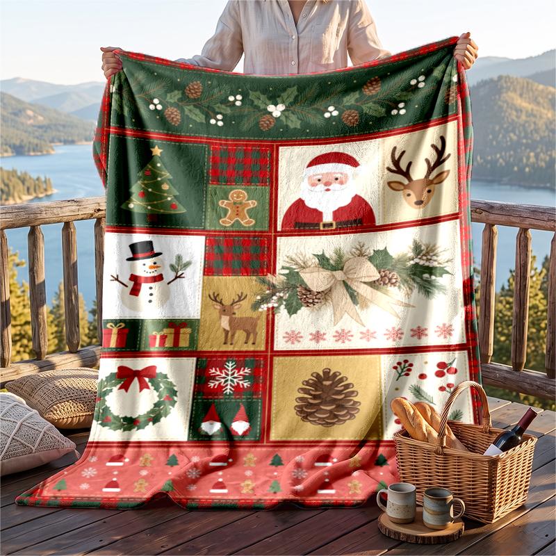 Christmas Flannel Throw Blanket Soft Warm Cozy For Sofa Bed Indoor Home Use Great Holiday Gift