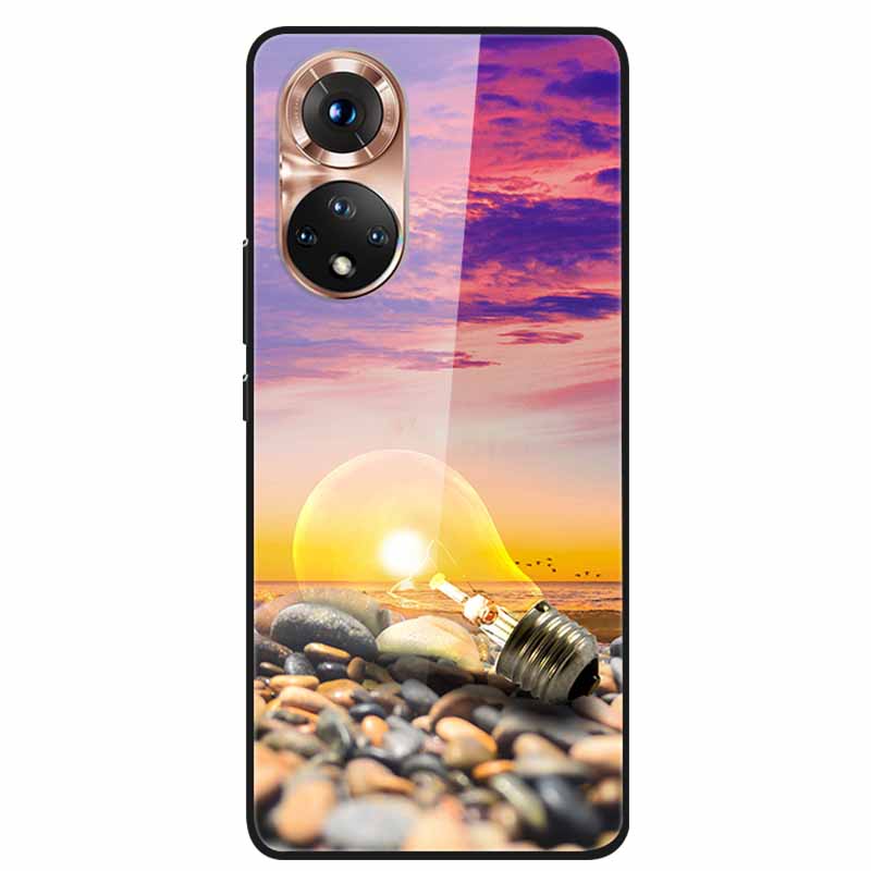 For Honor 50 Case Cartoon Tempered Glass Back Cover Hard Case For Huawei Honor 50 Pro Phone Cases NTH-AN00 NTH-NX9 Fundas Coque