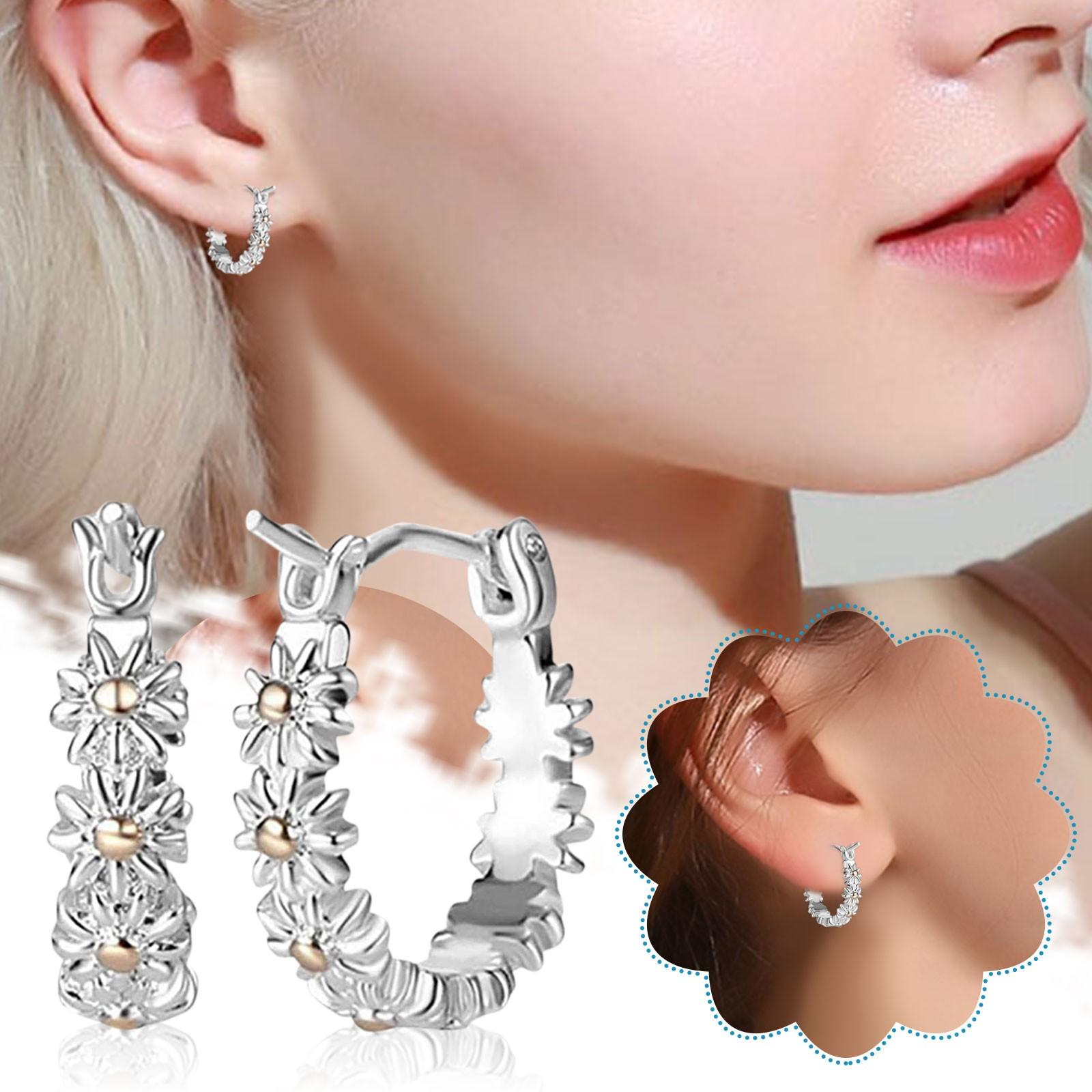 Маленькие креативные женские серьги с изображением ромашки — фото 6