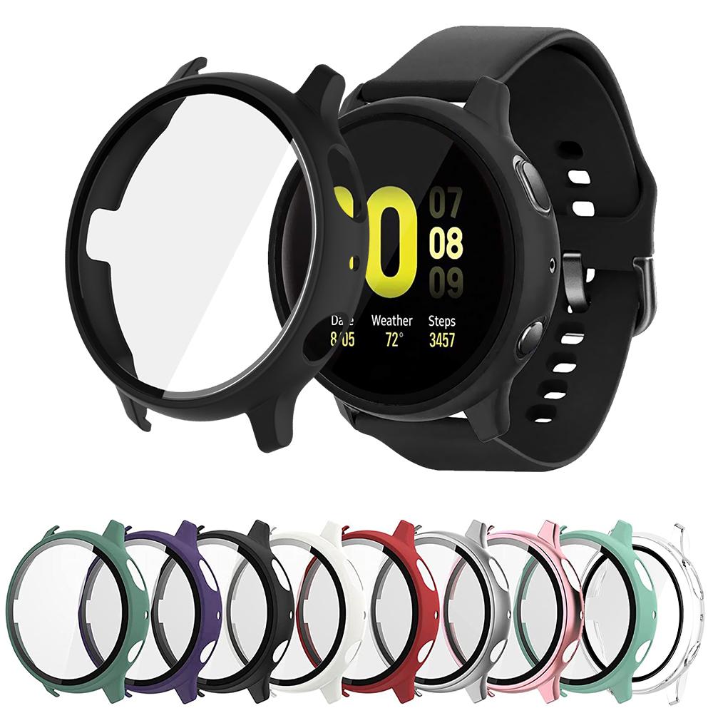 Glass+Case for Samsung Galaxy watch active 2 44mm 40mm All-Around cover bumper+Screen Protector film correa active2 44 mm 40 mm
