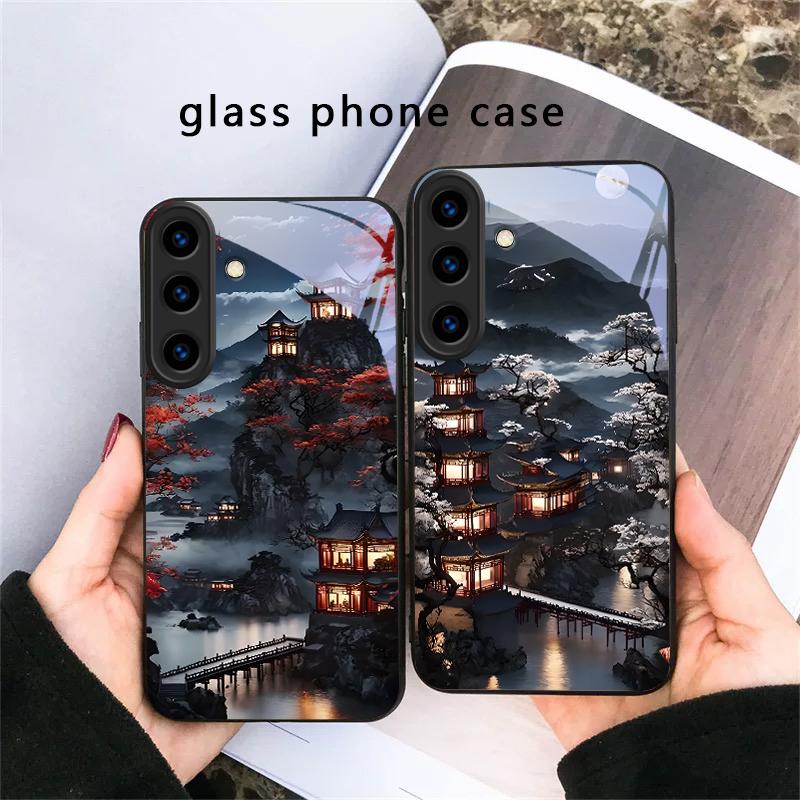 Moonlight Fairy Trail For Samsung Galaxy S20 S21 S22 S23 Plus S24 FE S25 Ultra S26 Edge S25+ S20+ S22+ Black Glass Phone Case