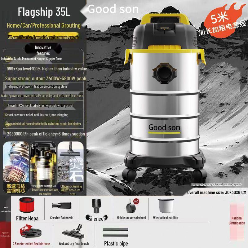 GUTSEN Dual-Use High Suction Wet/Dry Industrial Vacuum Cleaner for Heavy-Duty and Car Cleaning