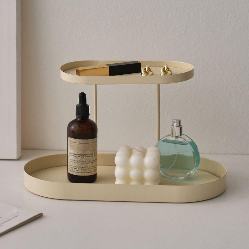 with Leather Cushion Cosmetics Storage Rack Iron Bathroom Shelf Desktop Tray  Washroom