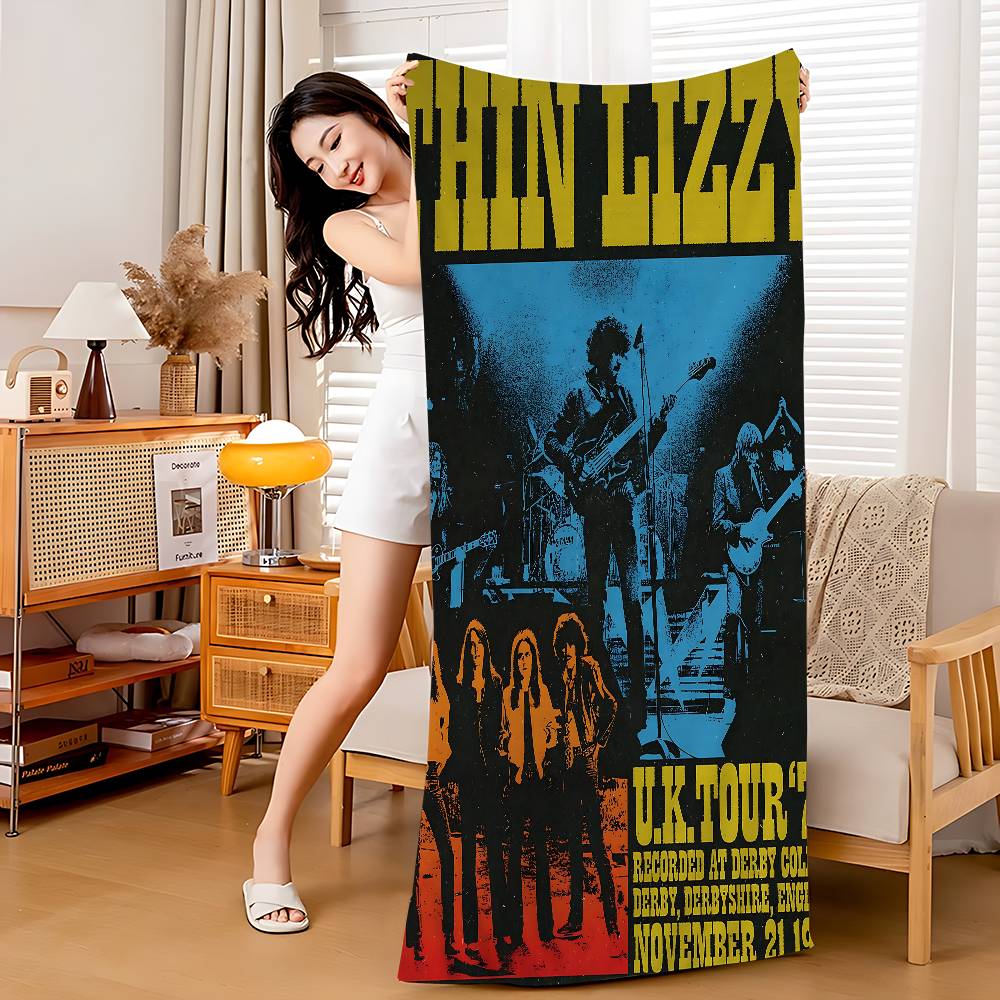 

Rock Band T-Thin LizzyS Bath Towel Microfiber Soft Water Absorbing Breathable For Girl Kids Decorative Cartoon Beach Towel W30*H60(CM)