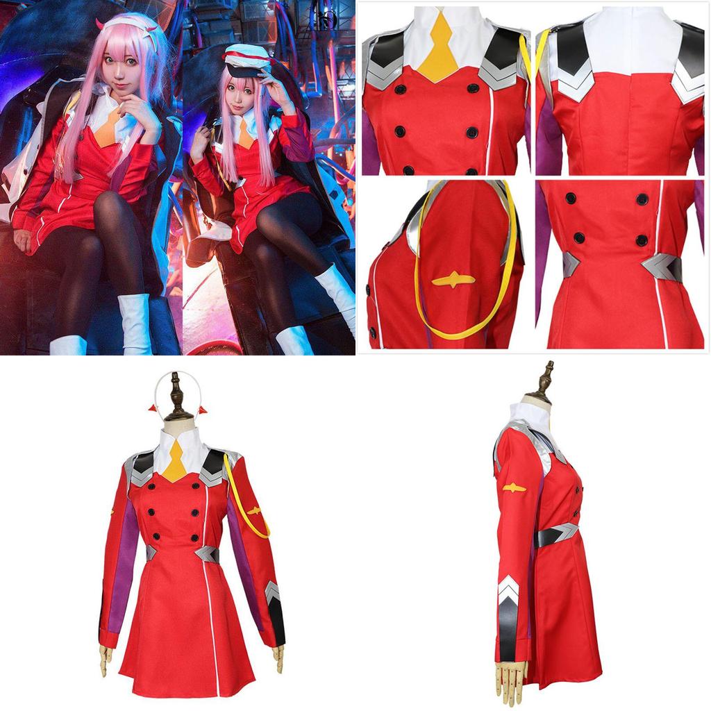Vibrant Darling In The Franxx Zero Two Dress With Headwear For Cosplay Events