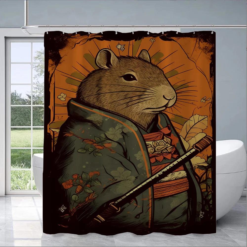 Capybara Bathroom Shower Curtain Cloth Curtains Bath Cover Waterproof Fabric Full 200x180 Curtins Funny Products Household Home