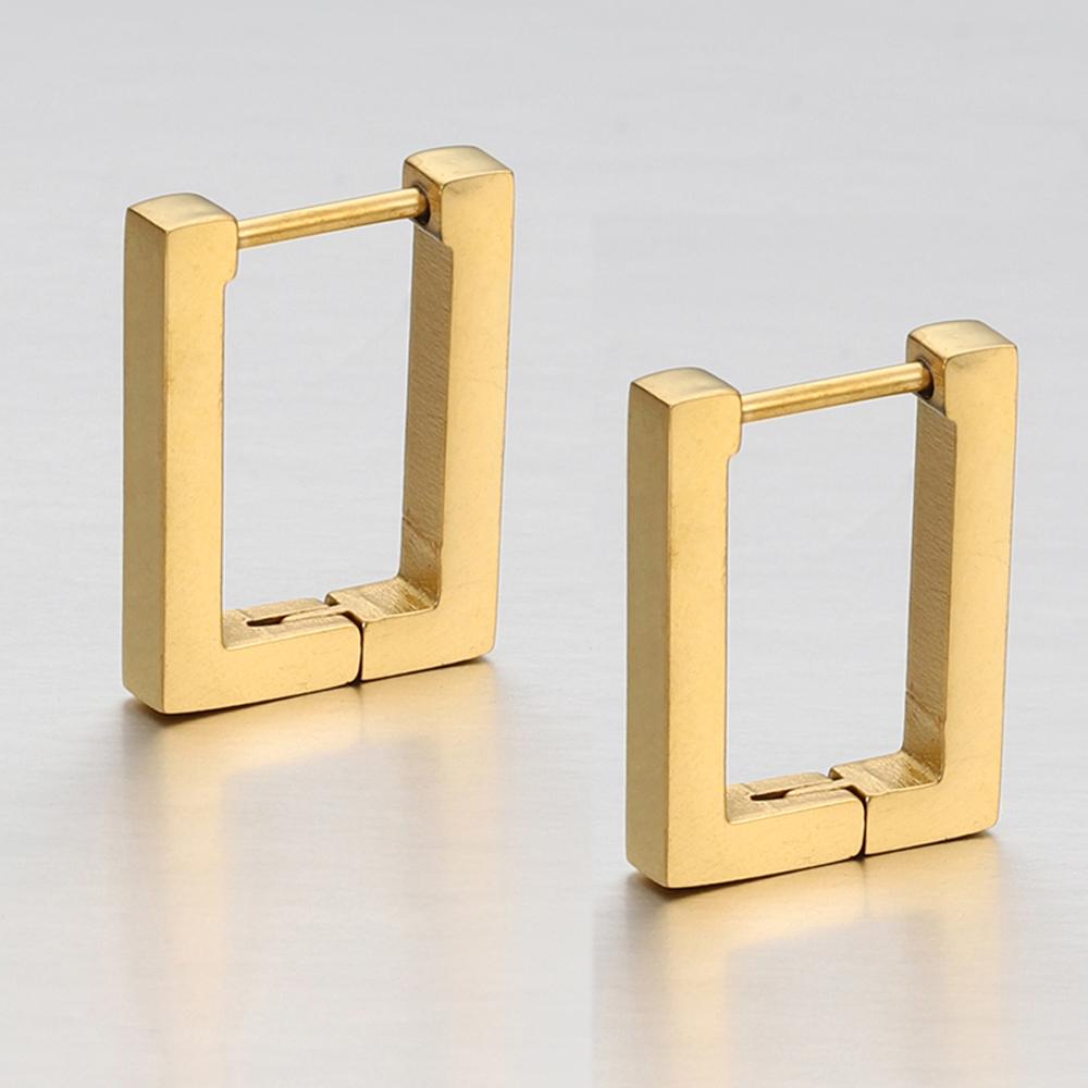 2-4pcs Stainless Steel Earrings Triangular Rectangle Earrings Hoop Fashion Jewelry Making DIY Women Men Punk Hiphop Bijoux