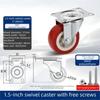 4pcs Quality 1.5 inches Wheel Caster Heavy Duty Wear Resistant Furniture Wheels PVC Rubber No Noise Rotating Wheels Furniture