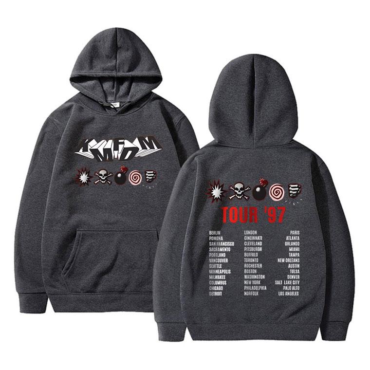 Rock Band Kmfdm Tour 97 Graphic Hoodie Men Women's Vintage Gothic Punk Pullover Hoodies Unsiex Casual Fleece Cotton Sweatshirt