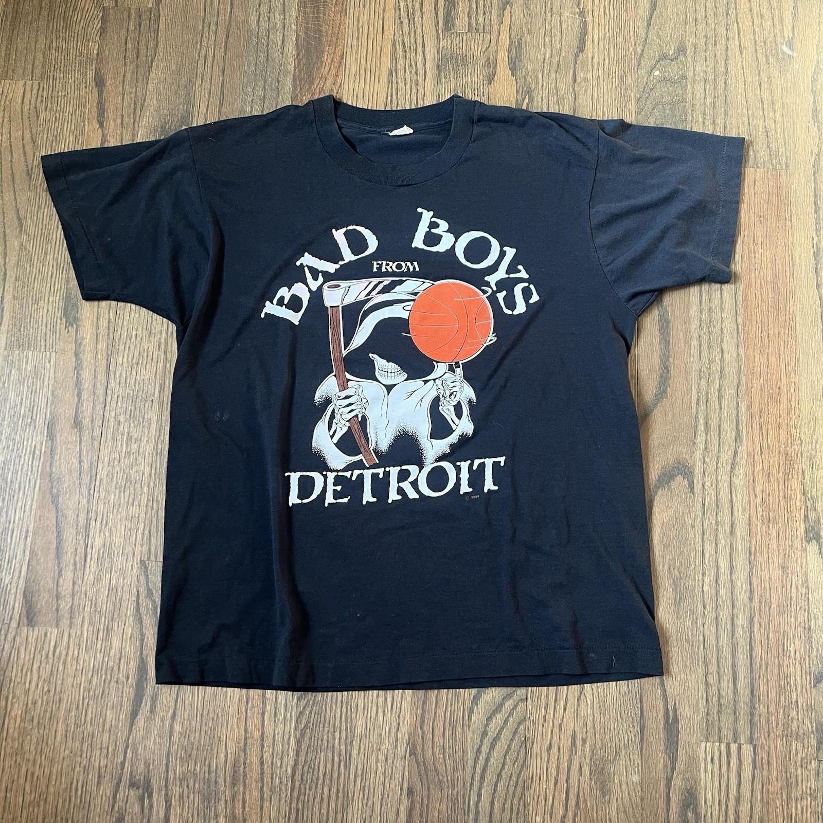 Vintage 80s Bad Boys Detroit Pistons NBA Reaper  Sz L Unisex T-Shirt L
