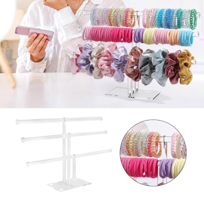 Clear Claw Clip Holder Three Layer Acrylic Hair Accessory Organizer Jewelry Display Stand for Home and Commercial Use