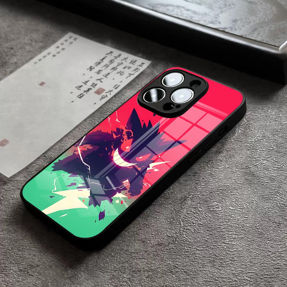 Phone Case For IPhone 17 Pro Max 14 Pro 15 12 11 13 Mini X XR XS 16 Plus SE Glass Cover Anime Pokemons Gengar