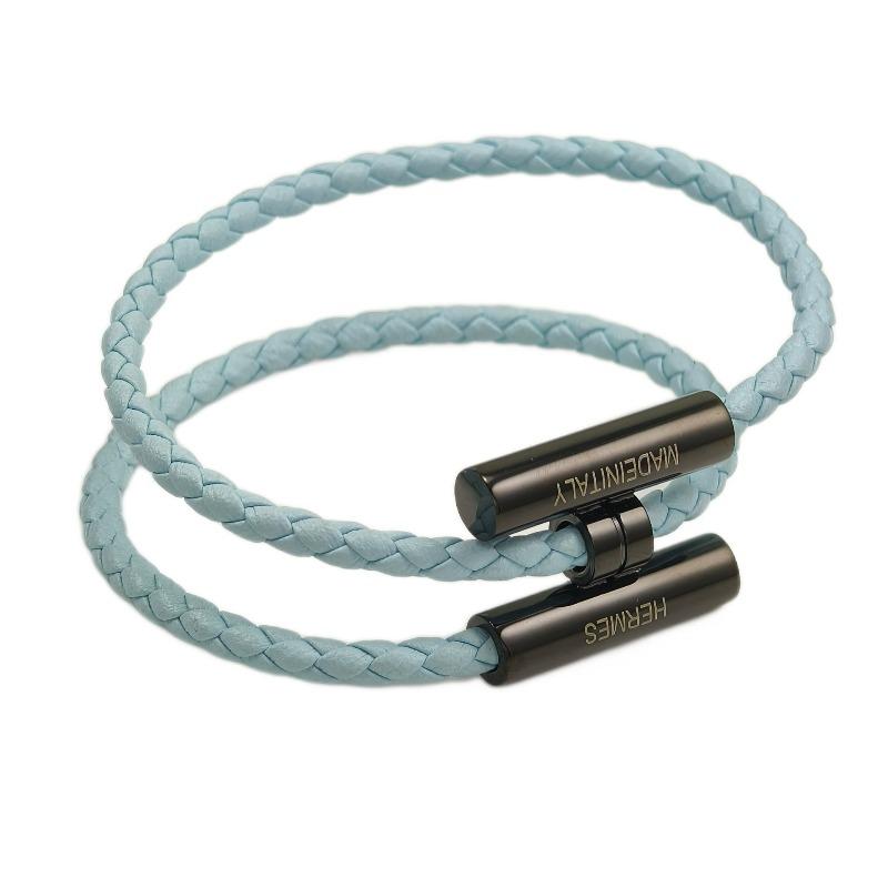 Stainless Steel Bracelet, Leather Woven Bracelet, Various Colors, Geometric Style, Light Luxury Style