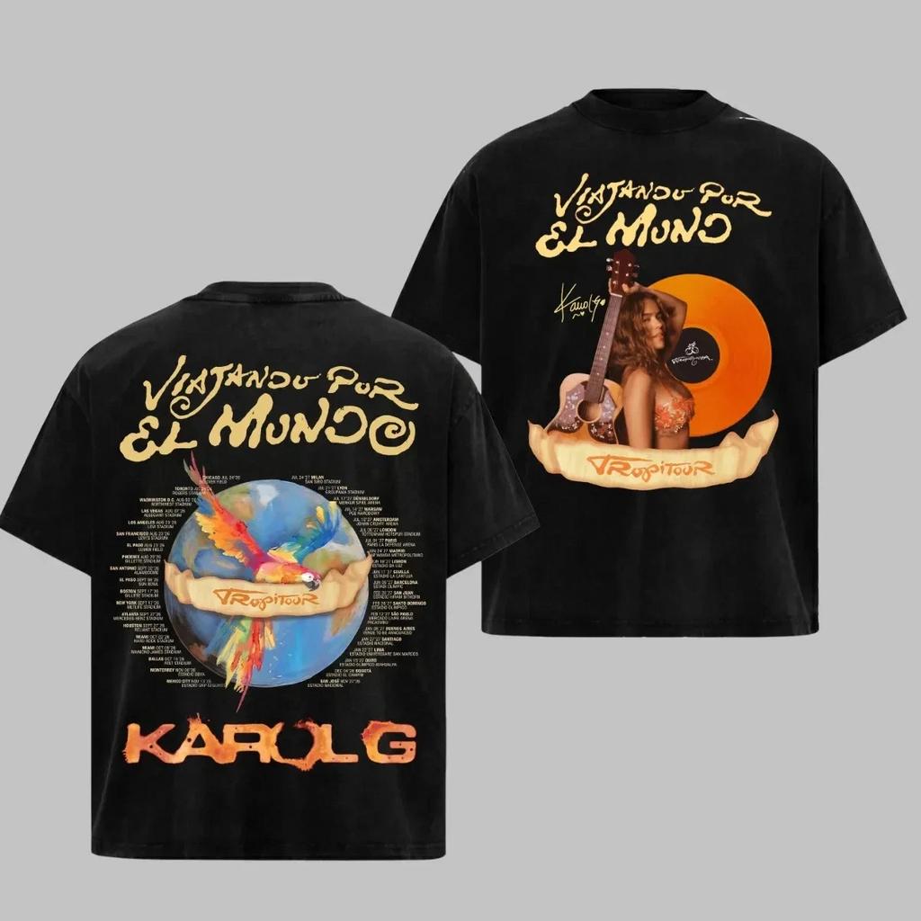 Karol! G Tropitour Shirt Vintage Black Reggaeton Concert Merch Bichota Unisex Te