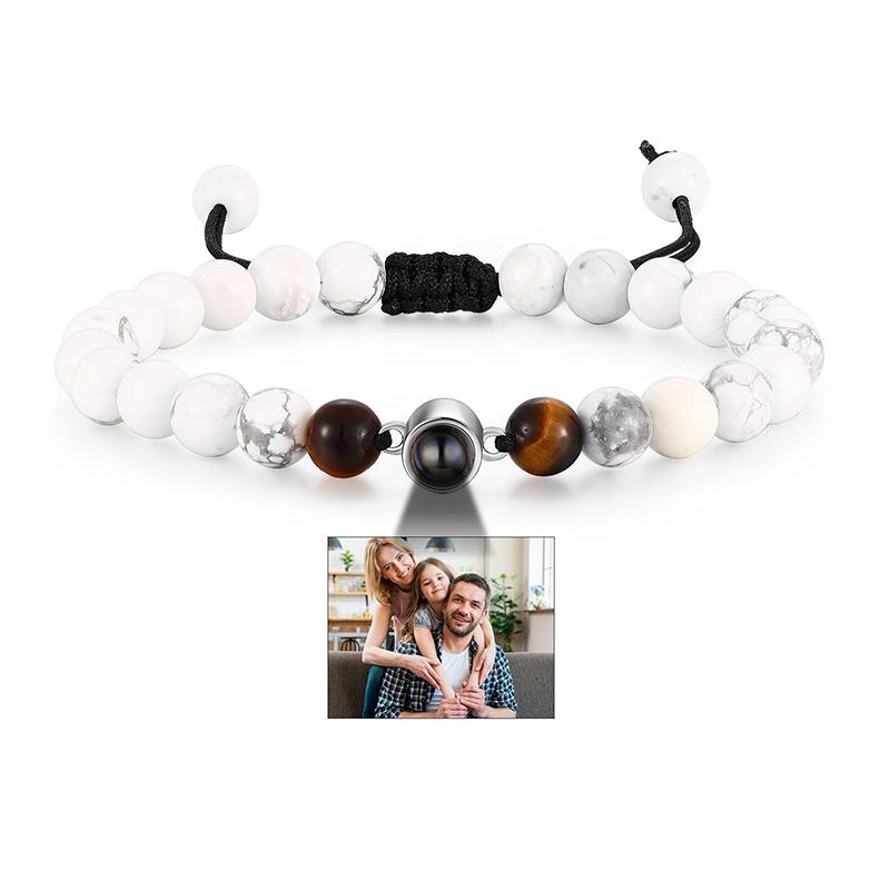 Personalisierte Foto-Armbänder Foto-Projektions-Armband Perlenarmbänder mit Bild darin 100 Sprachen Gedenkgeschenk