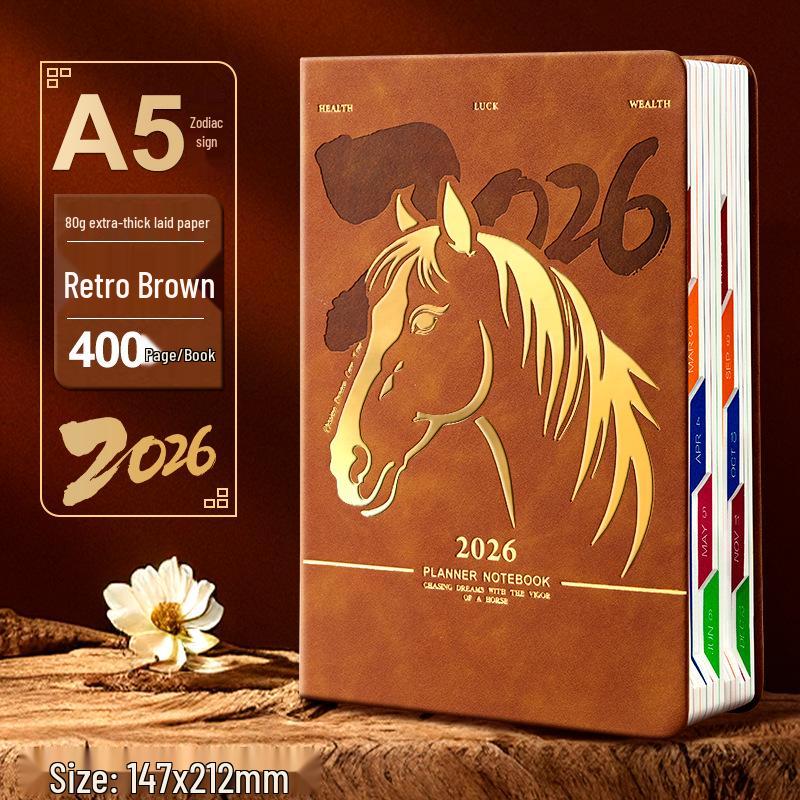 2026 Year of the Horse A5 Business Diary - Customizable Logo Notepad with Buckle
