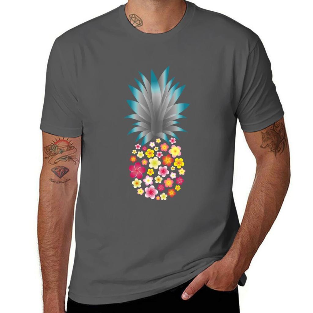 Plumeria Pineapple Tshirt Work Short Sleeve Cotton Top