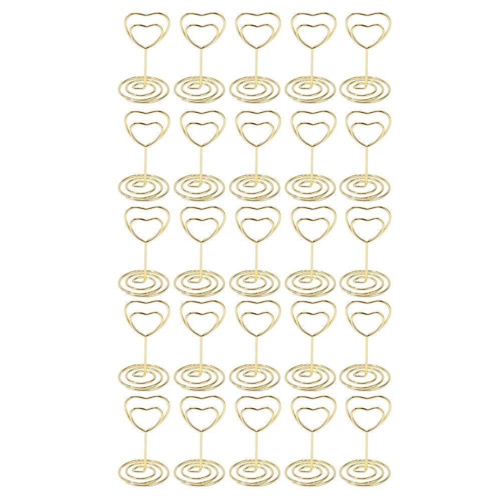 25PCS Stable Base Table Number Stands Heart Shaped Name Card Clips Place Card Holders  Party Use