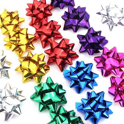 10-20Pcs Christmas Ribbon Bows Colorful Self-Adhesive Star Flower Bow DIY Gift Packaging Christmas Birthday Wedding Decoration