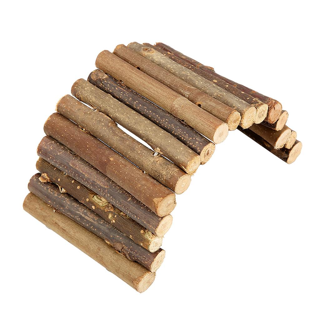 Hamster Wooden Bridge Toy Bendable Bridge Ladder Hideout for Reptile Mice Rodents Small Animal Chew Toy