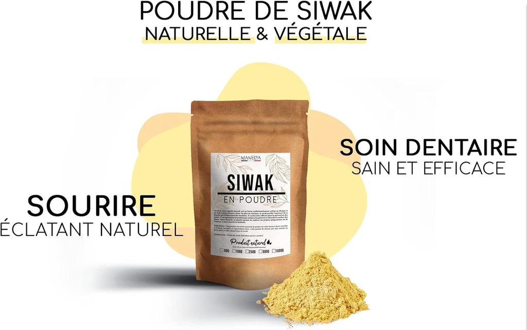 50g Siwak / Miswak Poeder – 100% Natuurlijke Ayurvedische Tandverzorging – Anti-Plaque, Natuurlijke Whitening & Frisse Adem – Hersluitbaar Zakje