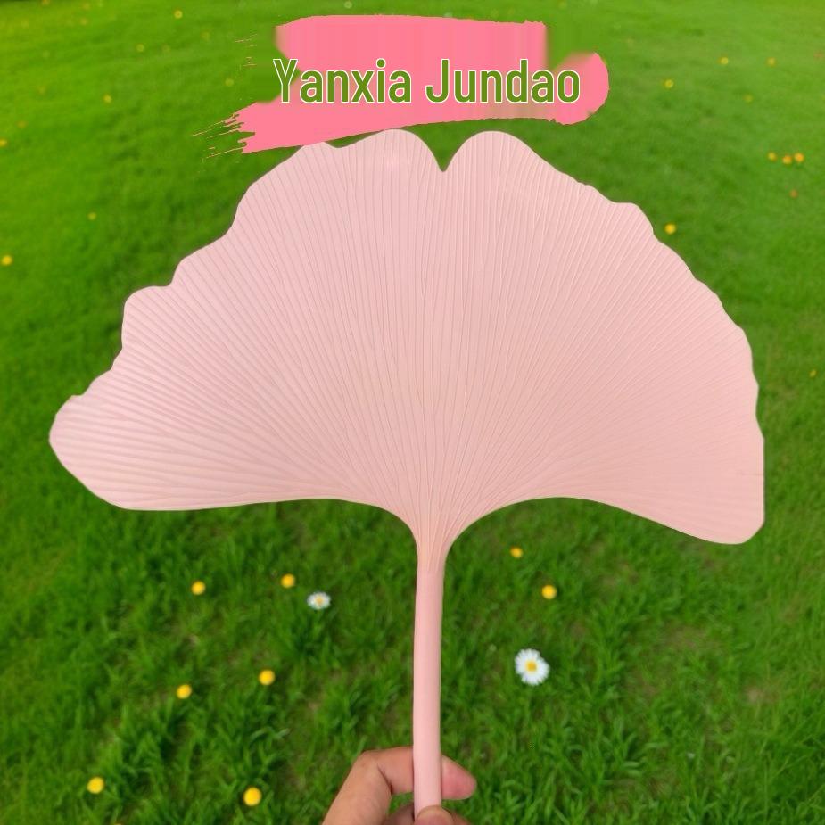 Durable Ginkgo Leaf Plastic Fan - Large, Thick, Artistic & Lightweight Hand-Crank Fan, Drop-Proof & Perfect for Summer