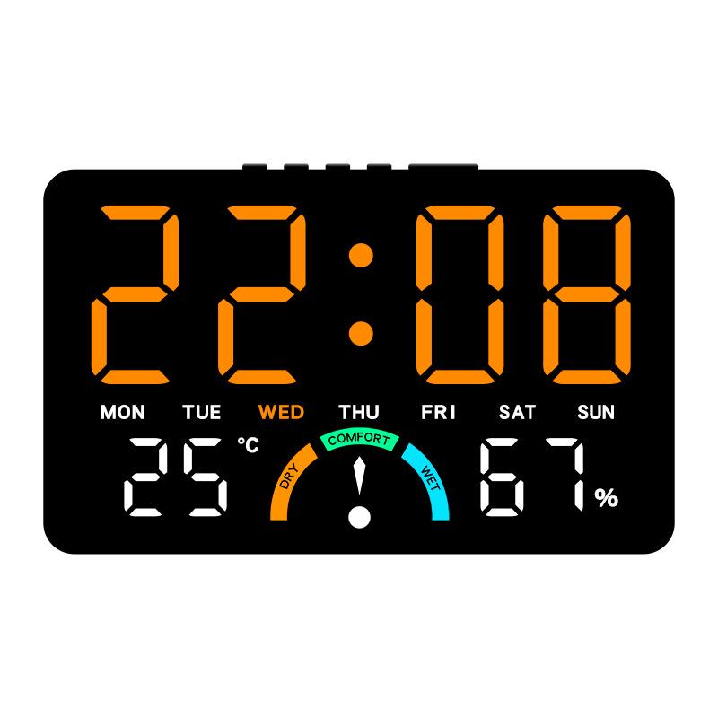 GH9007 Multifunctional LED Clock: Wall & Table-Top, Large Screen, Shows Time, Temperature & Humidity, Alarm Feature