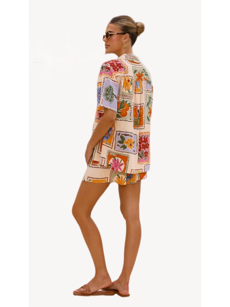 Europejski i Amerykański Letni Styl Kurortowy Zestaw Koszula i Szorty Casual - 25 Lat W Magazynie