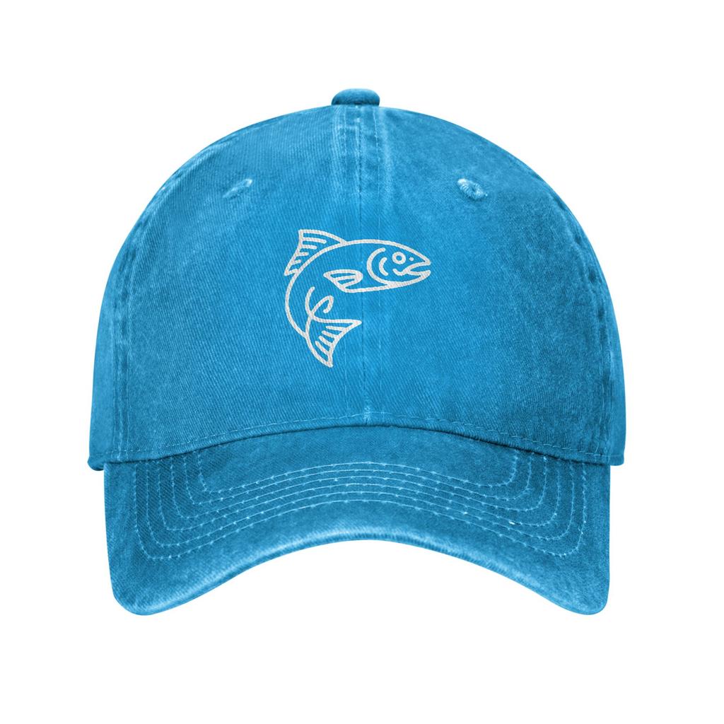 Ocean Life Aesthetic Salmon Fish Shape Baseball Cap Vintage Distressed Washed Minimalist Sun Cap Unisex Outdoor Workout Soft Hat