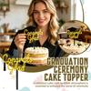 Big Graduation Cap Black And Gold Double-layer Congrats Grad Cake Decoration
