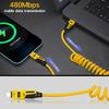 65W 5A universal 4-in-1 high-speed charging data cable, spring telescopic cable for SamSung, S24 S23 S21, One Plus, Mi 13