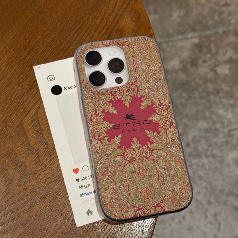 

Luxuxy E-ETRO Logo Corrugated Stripe Phone Case For IPhone 17 16 15 14 13 12 11 Pro Max Plus Pro Shockproof Cover iPhone 15