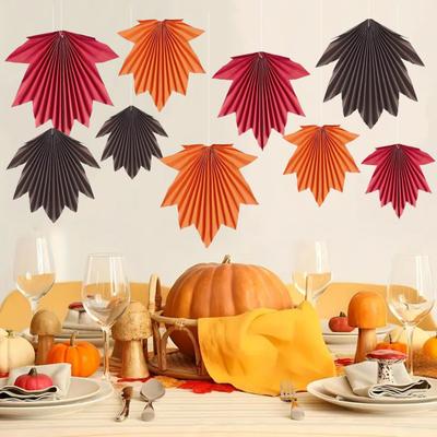 9 Stück Herbstparty Ahornblätter Papierfächer Rustikale Hängende Papierfächer Dekoration für Herbst Erntedankfest Geburtstag Babyparty Hochzeit Dekor