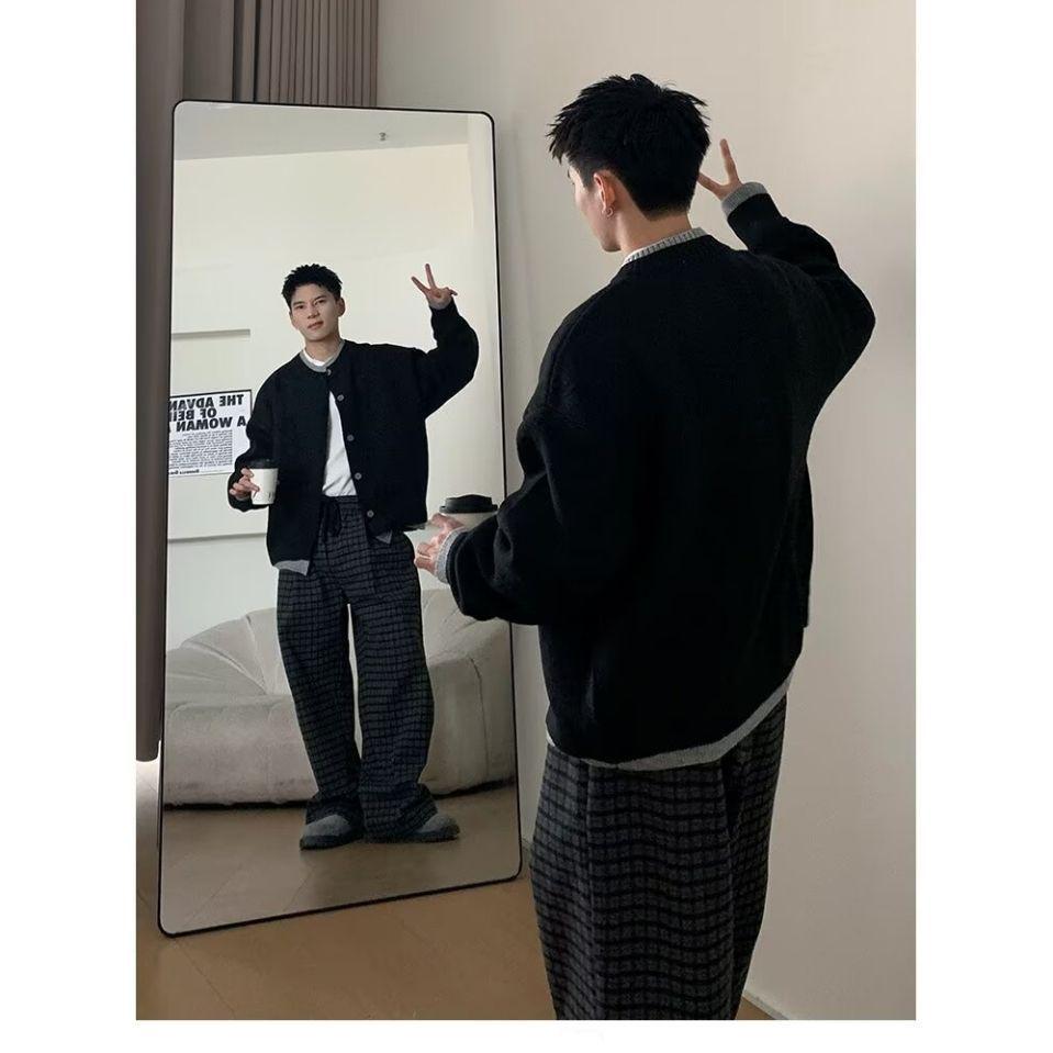 Men s Heavyweight Anti-Pilling Knit Sweater Coat with Retro Two-Piece Look M