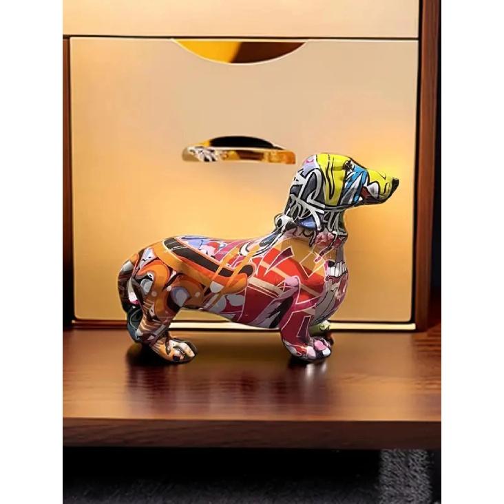 Colorful Standing French Bulldog Resin Statue Decoration, Pet Dog DIY Graffiti Crafts, Desktop Animal Statue Ornament.