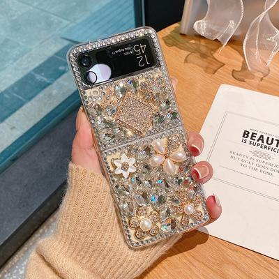 Luxury Bling Rhinestone Phone Case For Samsung Galaxy Z Flip 3 Diy Portable Bracelet Diamond Cover For Galaxy Z Flip 4