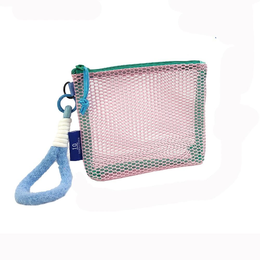 Portable Mesh Cosmetic Bag Candy Color Transparent Lipstick Key Storage Pouch Square Ultralight Zipper Coin Purse