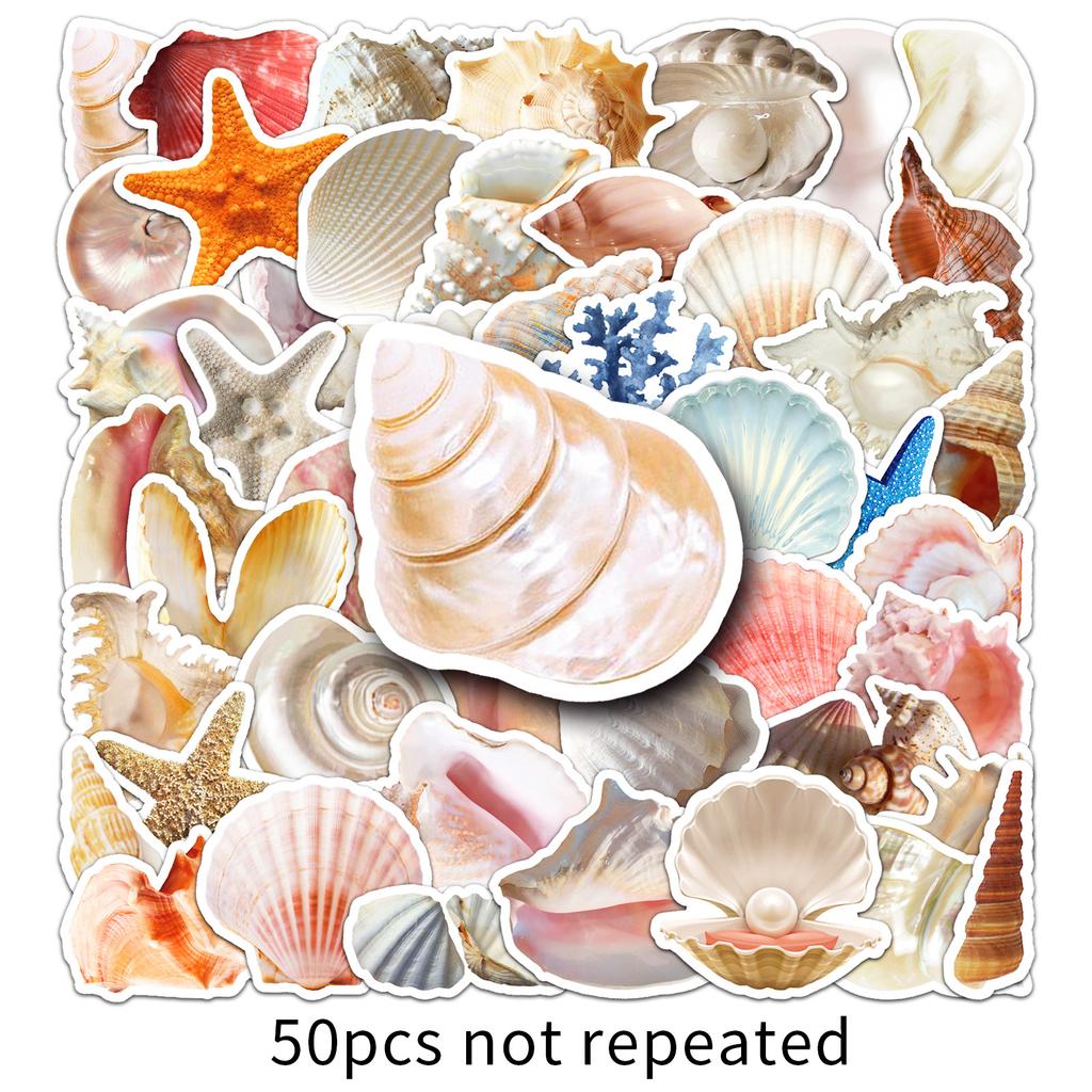 50 Shell Creative Stickers Personalized Small and Fresh Korean Ins Style Decorative Water Cup Mobile Case Stickers