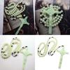 A52E Luminous Rosary Green Beads Necklace Catholic Rosary Beads with Natural Stone Crucifix Religious Jewelry for Women Men