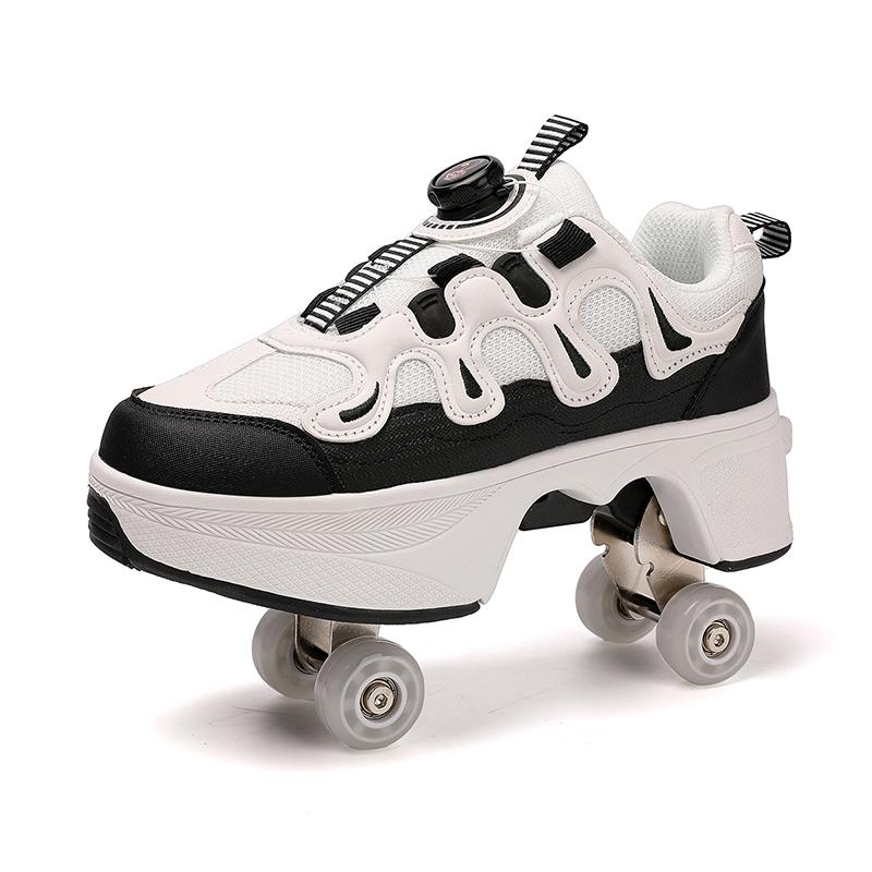 Children/Teenagers /Boys/Girls Shapeshifting Shoes Four-wheel Dual-use Roller Skates Double Row Walking Shoes Roller Skates