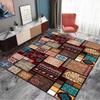 Bohemian Mandala Carpet Black Beige Lace Border Intricate Pattern Non Slip Area Rug for Vintage Home Decor
