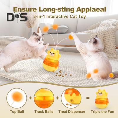 Cat Toy Treat Dispenser with 3 Balls Eco-friendly Safe To Use Tumbler Interactive Ball Cat Puzzle Feeder Pet Accessories
