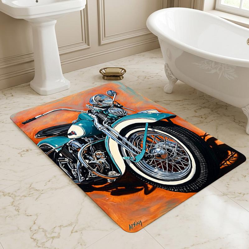 Vintage Motorcycle Living Room Nonslip Area Rug Soft Carpet For Bedroom Game Playroom Sofa Office Home Decor Doormat Christmas Gift C9265
