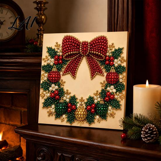 Progetti Artistici per Alleviare lo Stress Kit Perle Finte di Natale Pittura Capanna Innevata di Babbo Natale Kit Artigianale 3D Scintillante con Perline Fai da Te per Adulti Parete per le Festività Invernali di Casa