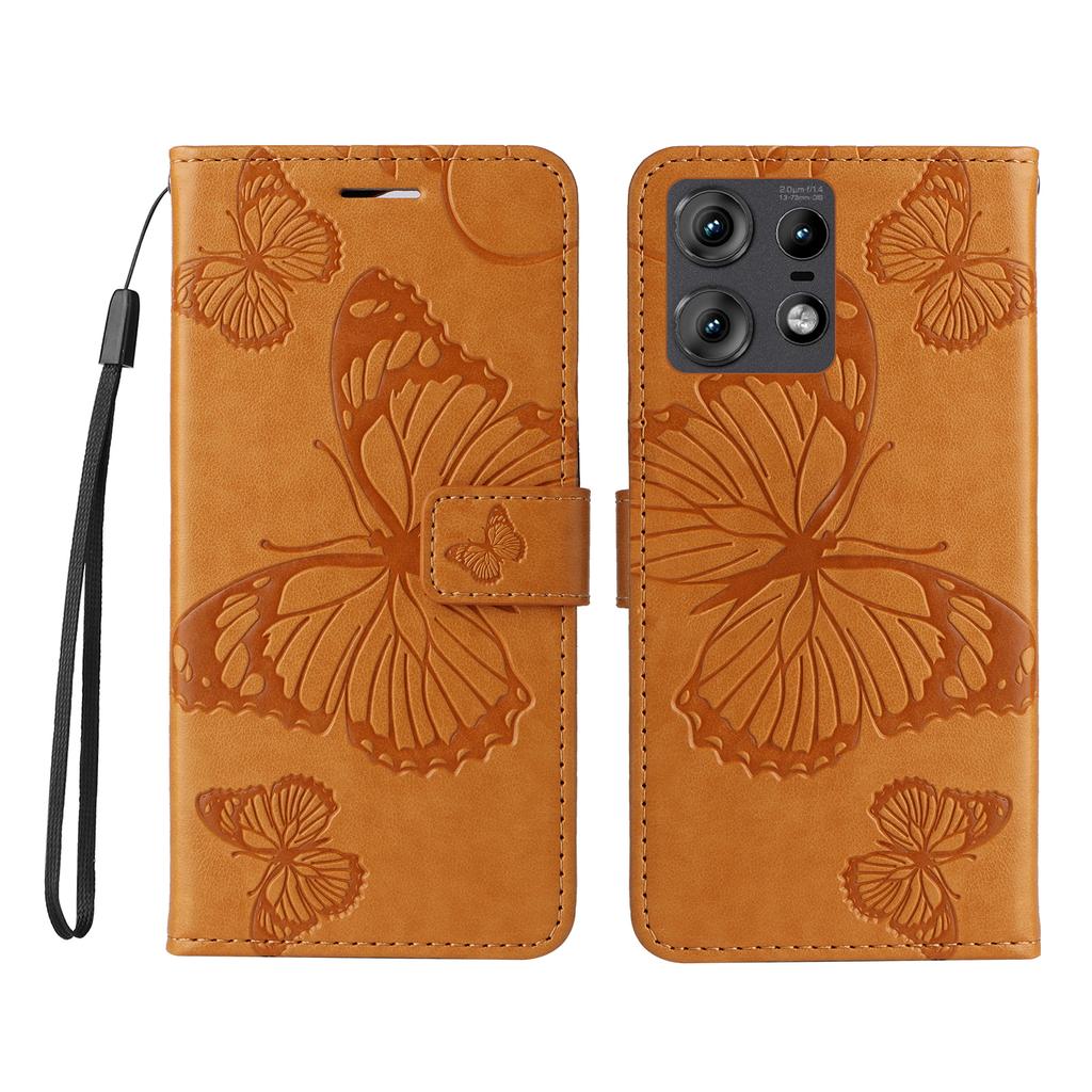 For Motorola Edge 50 Pro 5G Wallet Case Floral Butterfly Imprinted Leather Phone Cover Stand