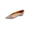 Shallow Mouth 3 Cm Rivet Nude Pointed Soft Patent Leather French Temperament Single Shoes Women's Versatile Commuter Women's Shoes