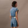 Calvin Klein Retro Style Waistless Sleeveless Denim Jumpsuit Women Jumpsuits Light-Blue J223960